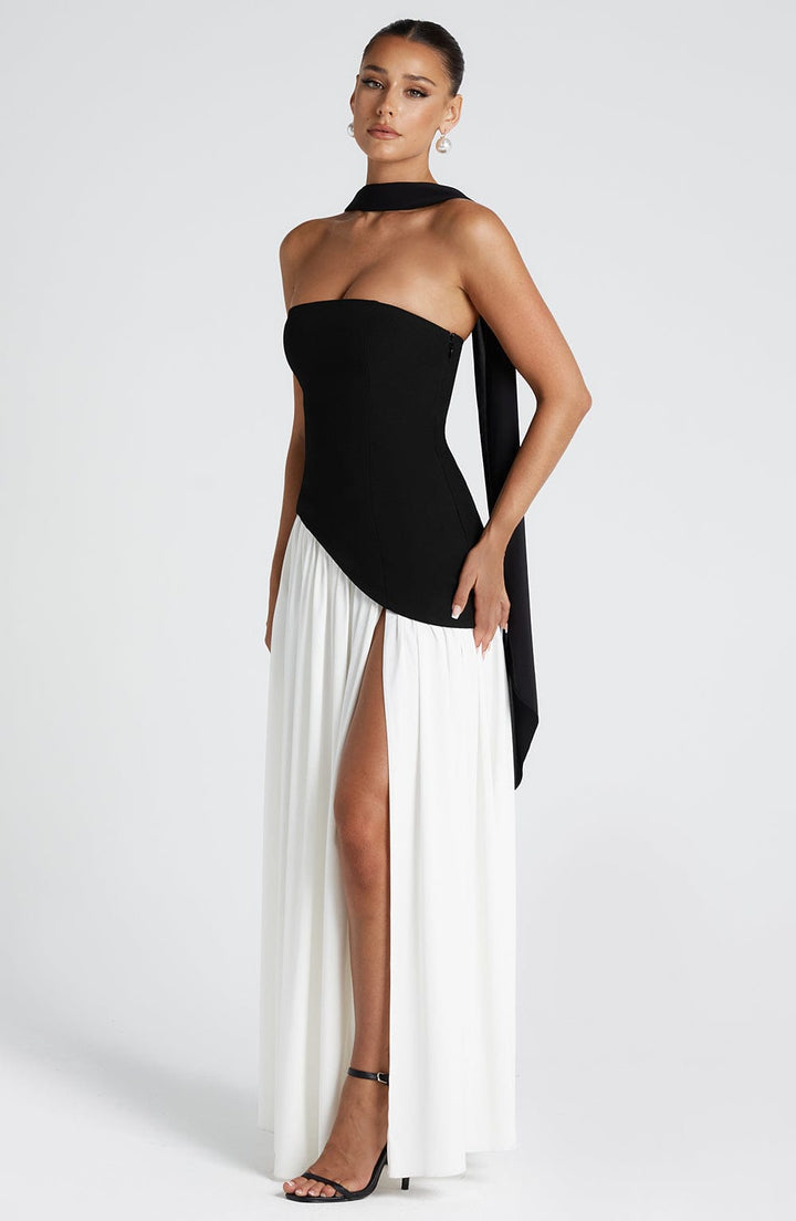 ARIA | Women’s Strapless Maxi Dress With Sculpted Waist And Statement Side Slit
