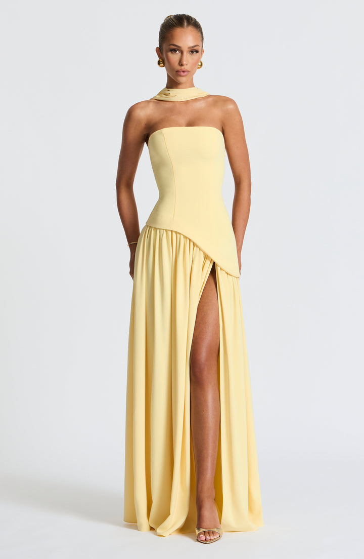 ARIA | Women’s Strapless Maxi Dress With Sculpted Waist And Statement Side Slit