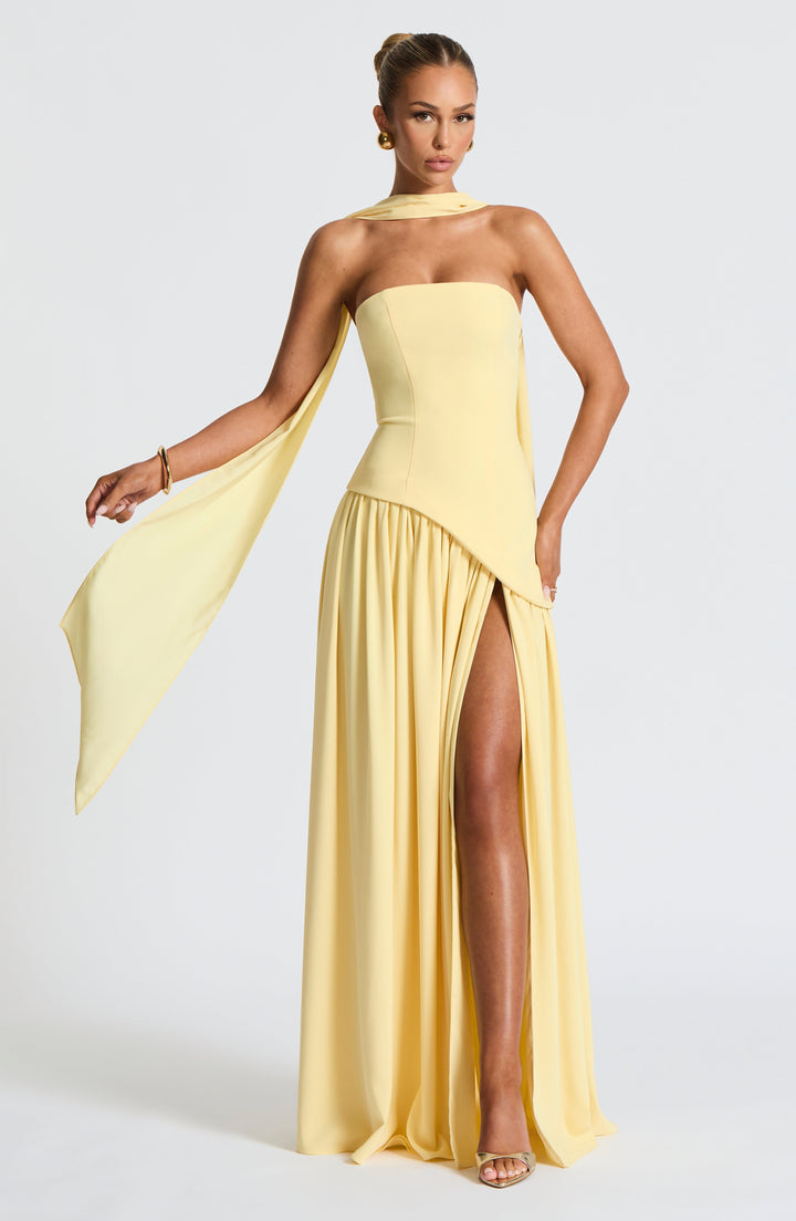 ARIA | Women’s Strapless Maxi Dress With Sculpted Waist And Statement Side Slit