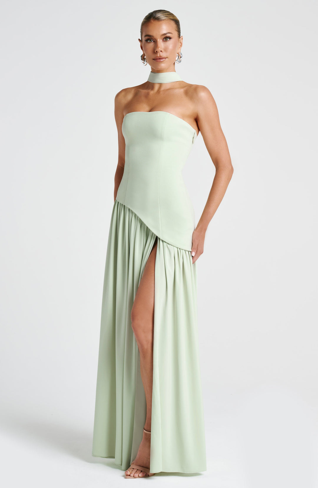 ARIA | Women’s Strapless Maxi Dress With Sculpted Waist And Statement Side Slit