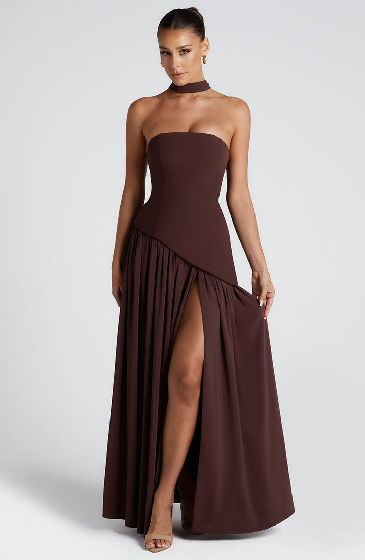 ARIA | Women’s Strapless Maxi Dress With Sculpted Waist And Statement Side Slit