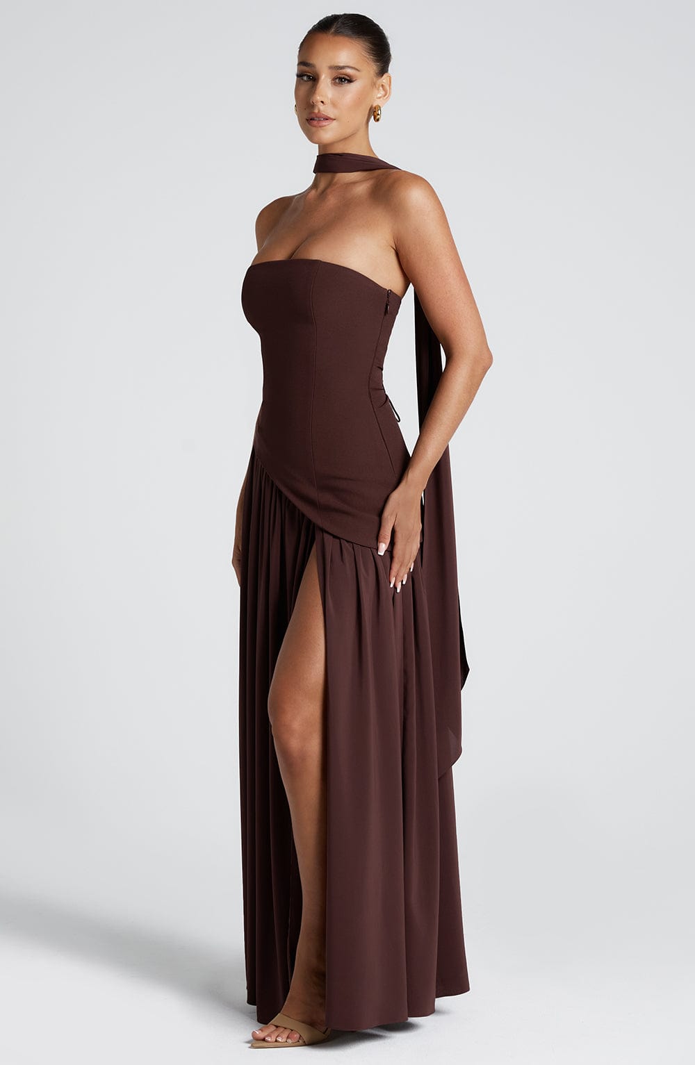 ARIA | Women’s Strapless Maxi Dress With Sculpted Waist And Statement Side Slit