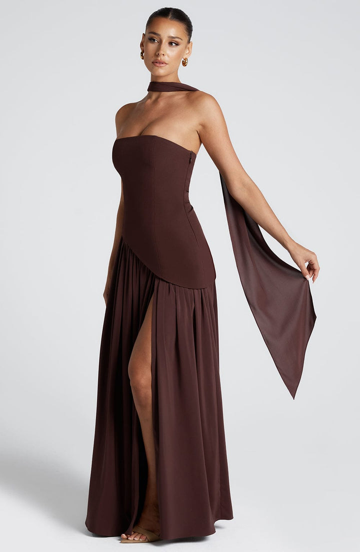 ARIA | Women’s Strapless Maxi Dress With Sculpted Waist And Statement Side Slit