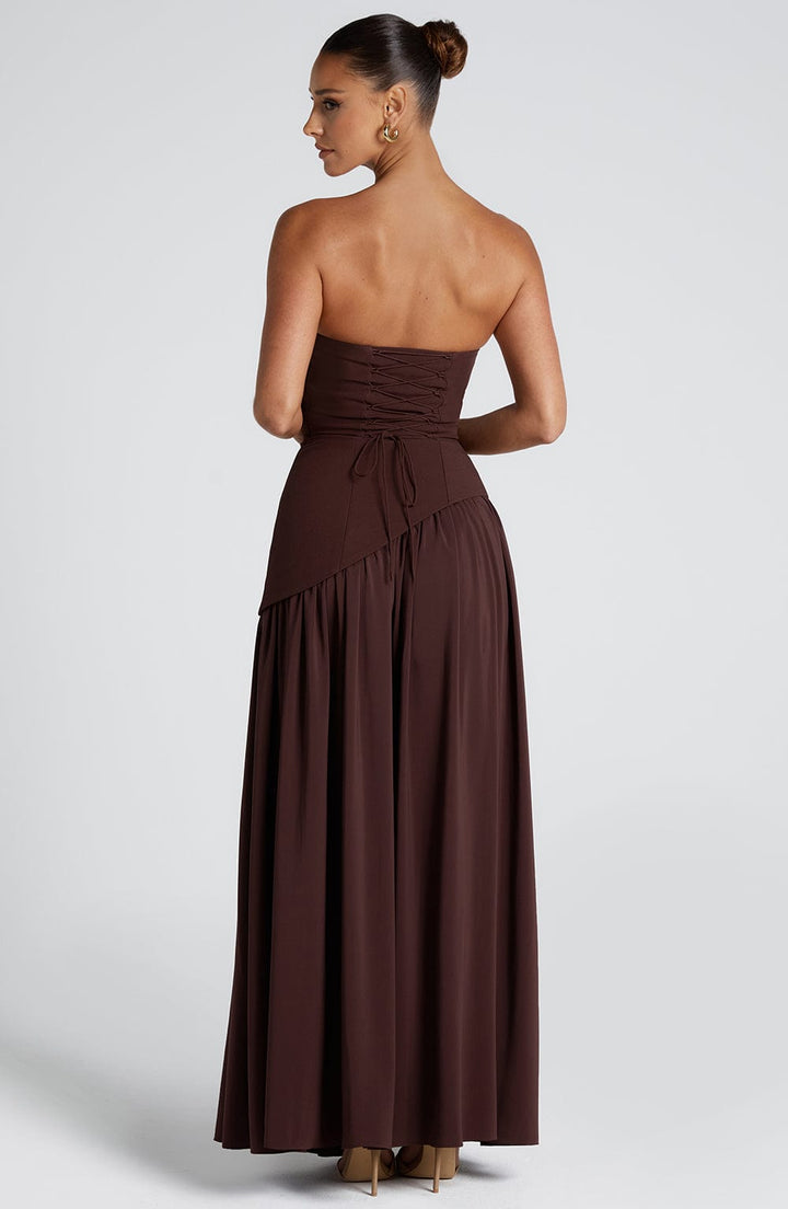 ARIA | Women’s Strapless Maxi Dress With Sculpted Waist And Statement Side Slit