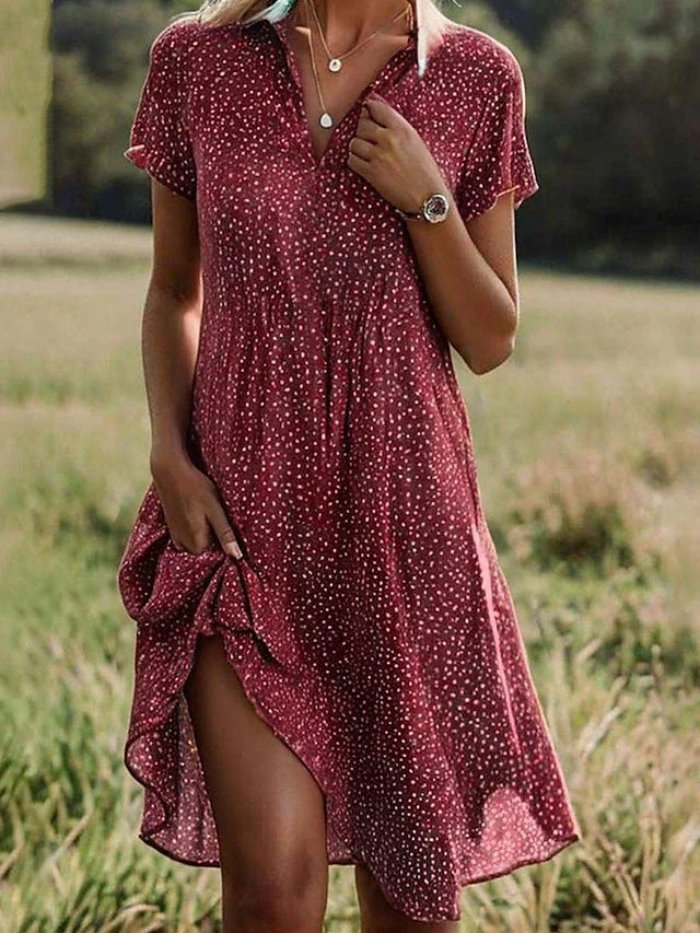 Nora | Women’s Short Sleeve Midi Shirt Dress