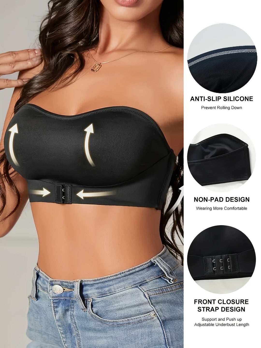 Tara | Sporty Seamless Non-Slip Bandeau Bra – 1+1 Free
