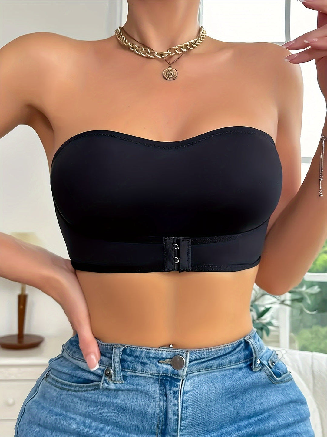 Tara | Sporty Seamless Non-Slip Bandeau Bra – 1+1 Free