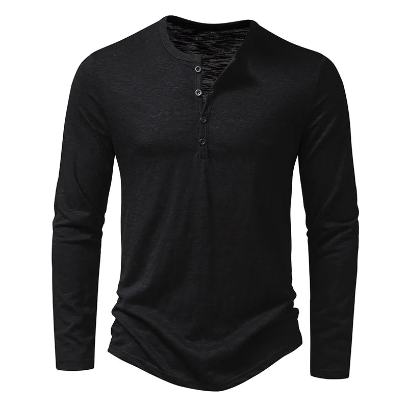 Ethan | Classic Long-Sleeve Henley Shirt For Men