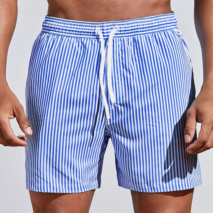 Lucas | Men’s Vertical Stripe Drawstring Swim Shorts