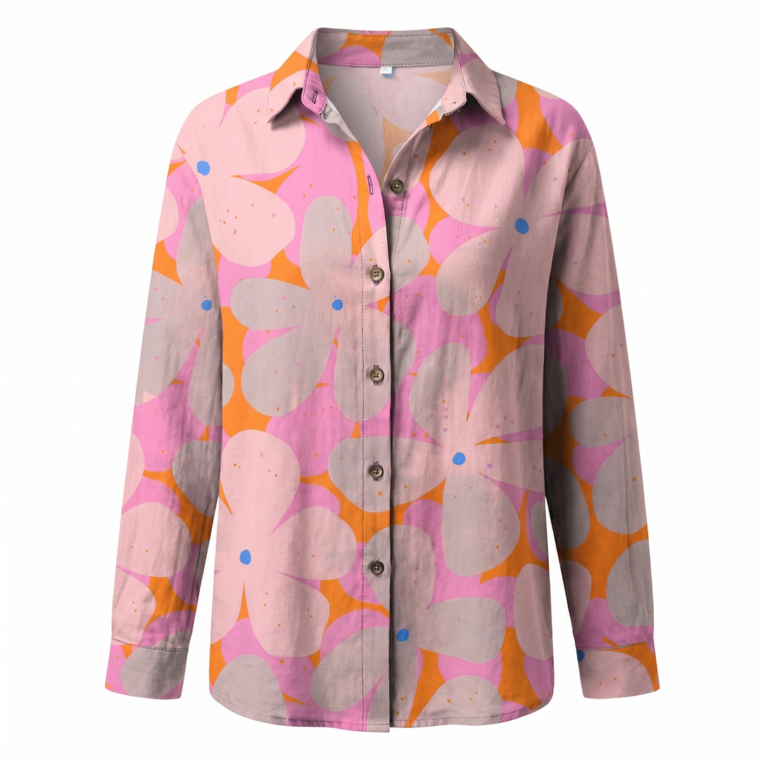 Sienna | Effortless Abstract Print Split-Neck Blouse For Women