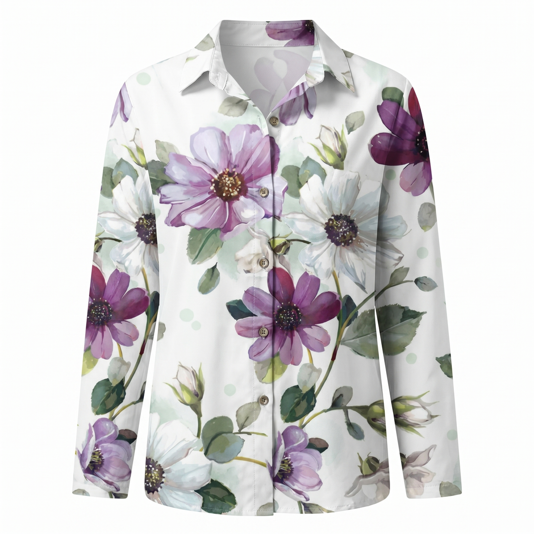 Sienna | Effortless Abstract Print Split-Neck Blouse For Women