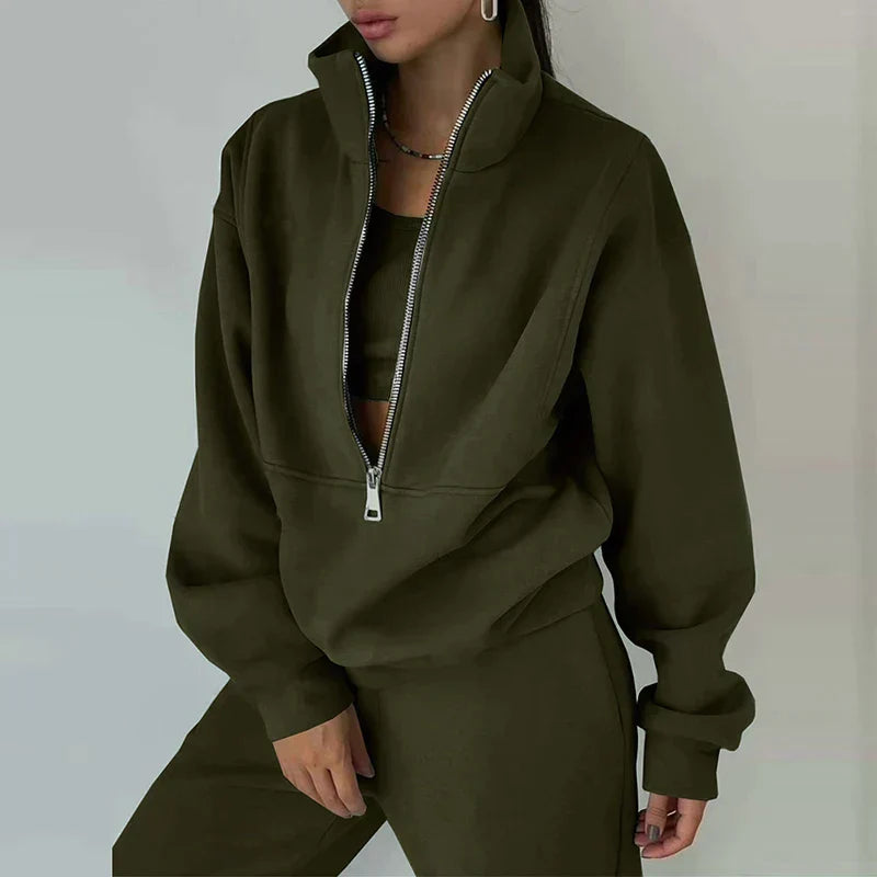 AVA | Women’s Coordinated Activewear Set With Half-Zip Top And Relaxed Jogger Pants
